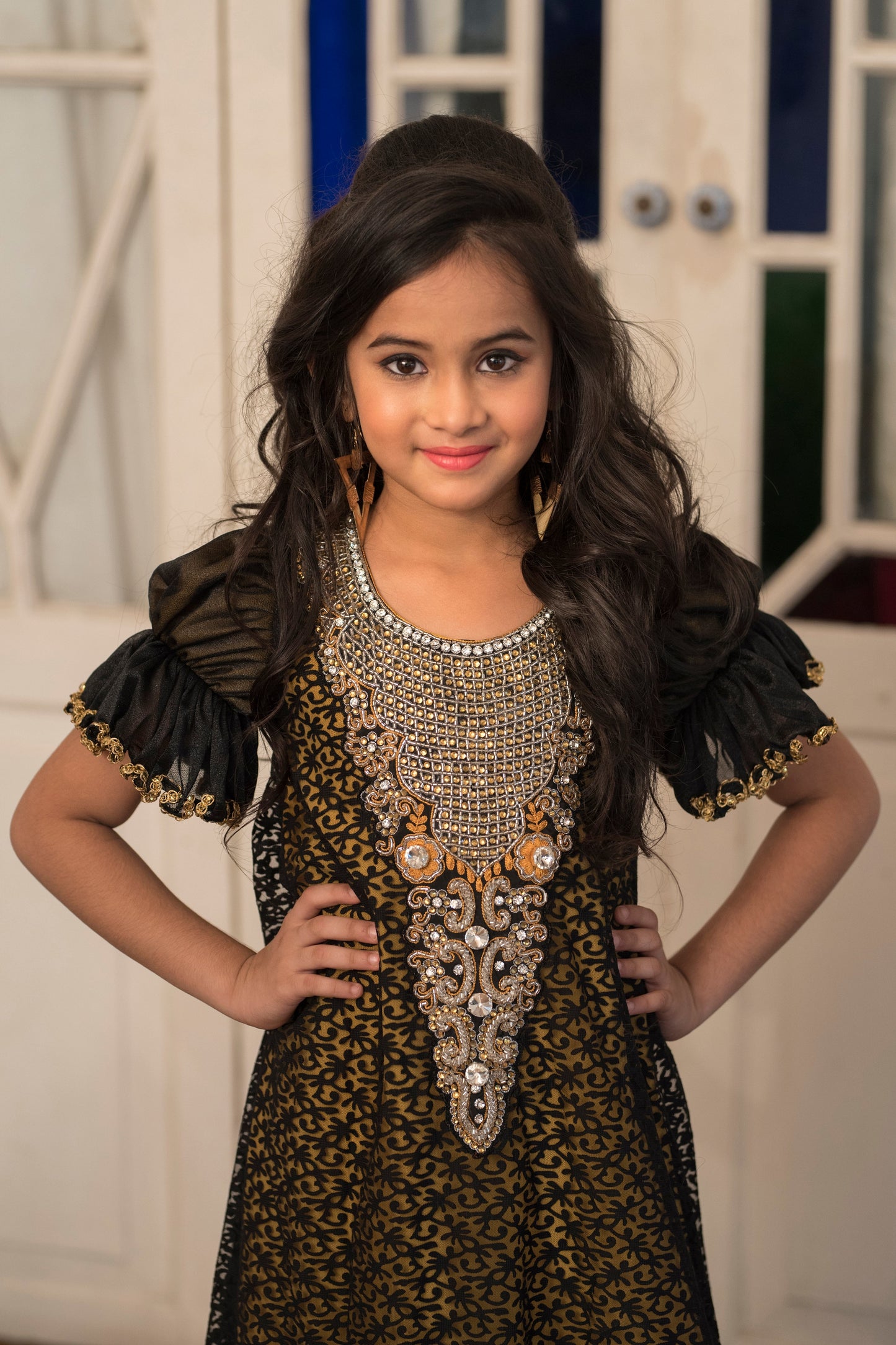 Black Color Partywear Maxi Dress for Kids