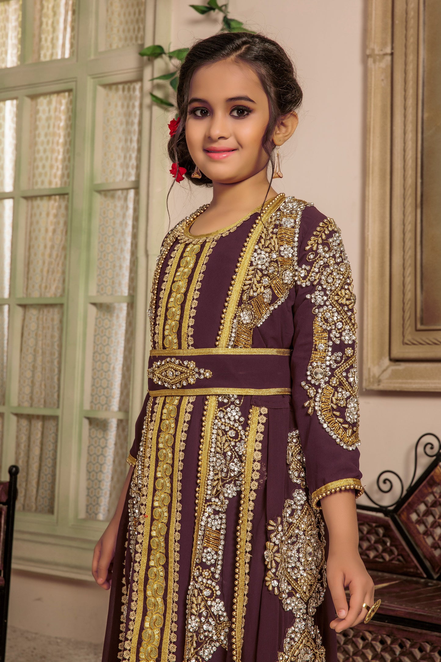 Brown Color Wedding Long Sleeve Kaftan