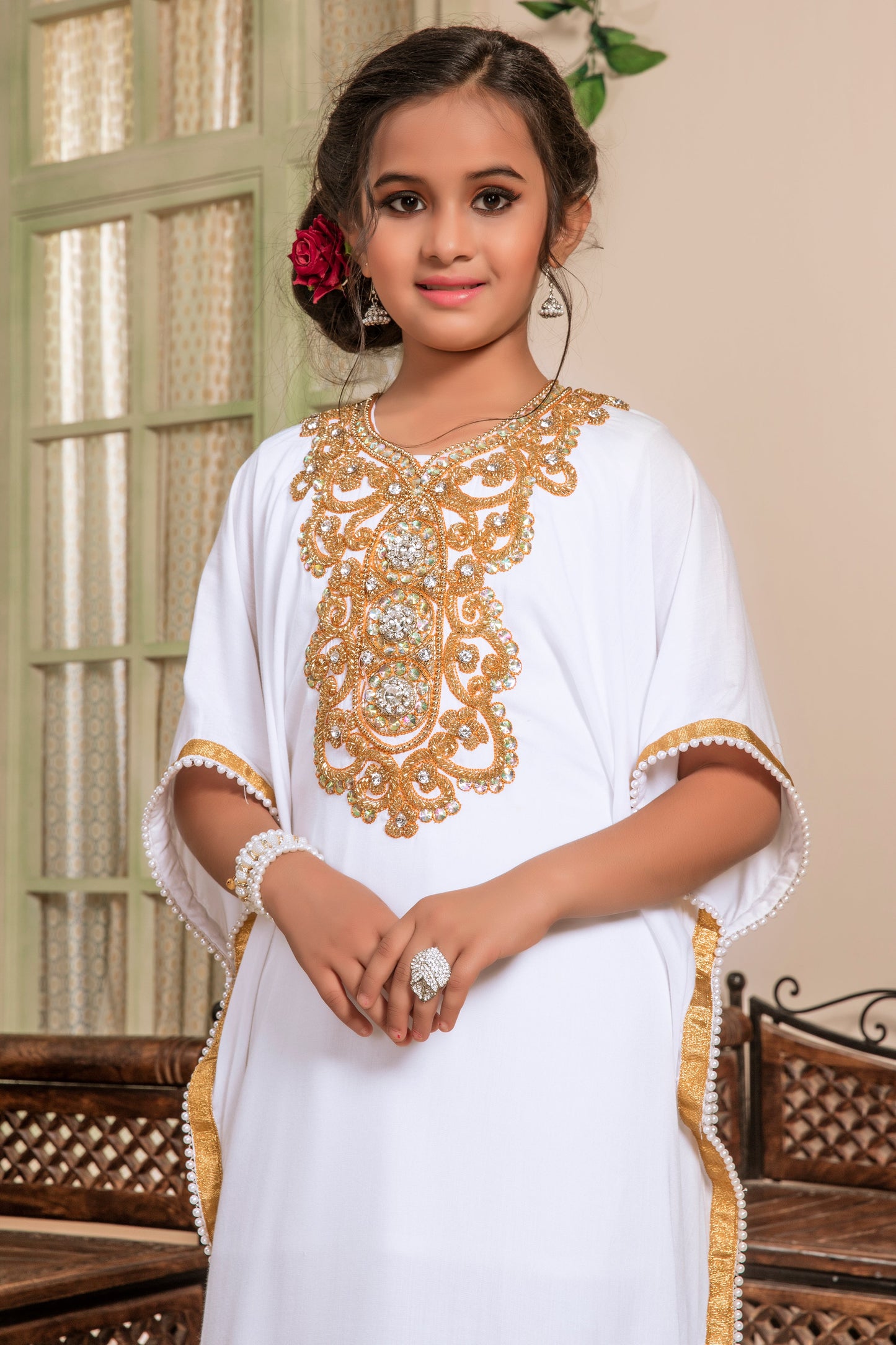 White Color Free Size Designer Kaftan