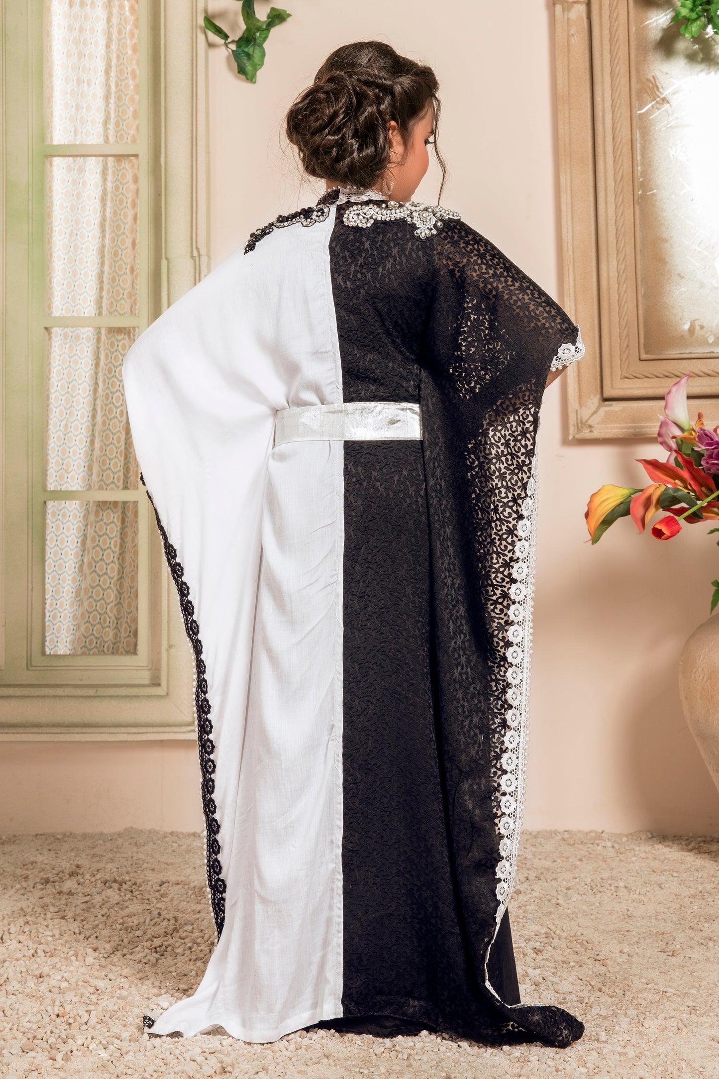 Black Color Islamic Designer Kids Caftan
