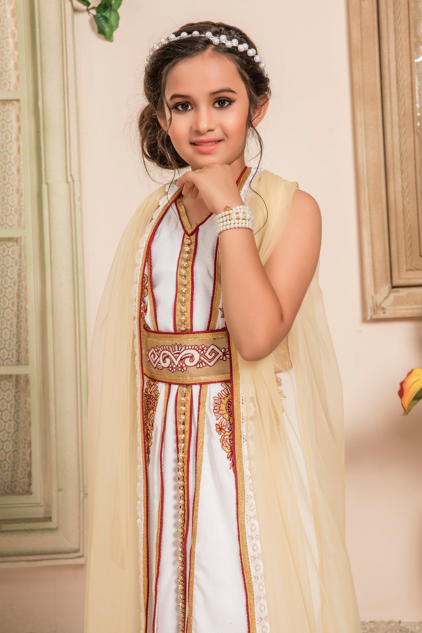 White Color Moroccan Partywear Kaftan