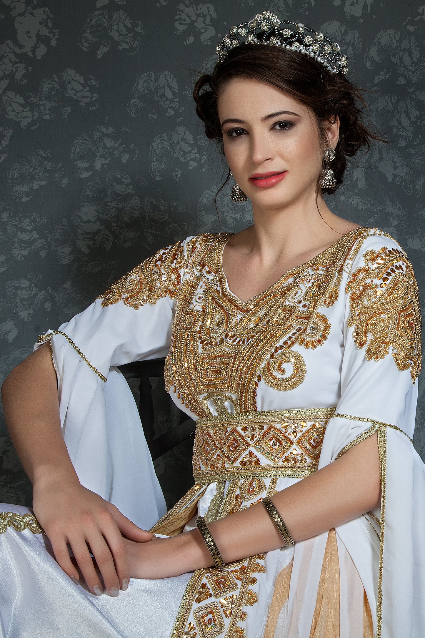 White Color Wedding Moroccan Kaftan