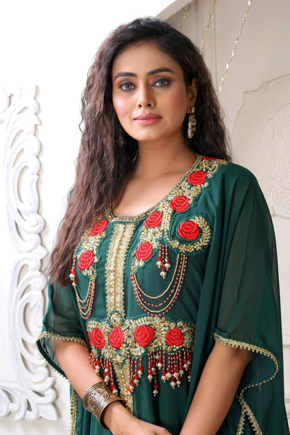 Dark Green Georgette Kaftan For Womens