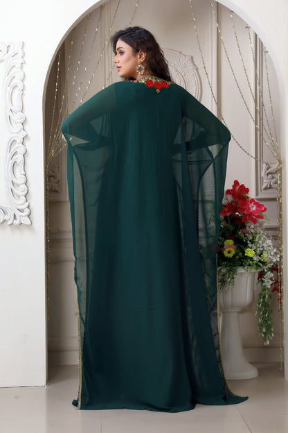 Dark Green Georgette Kaftan Designer