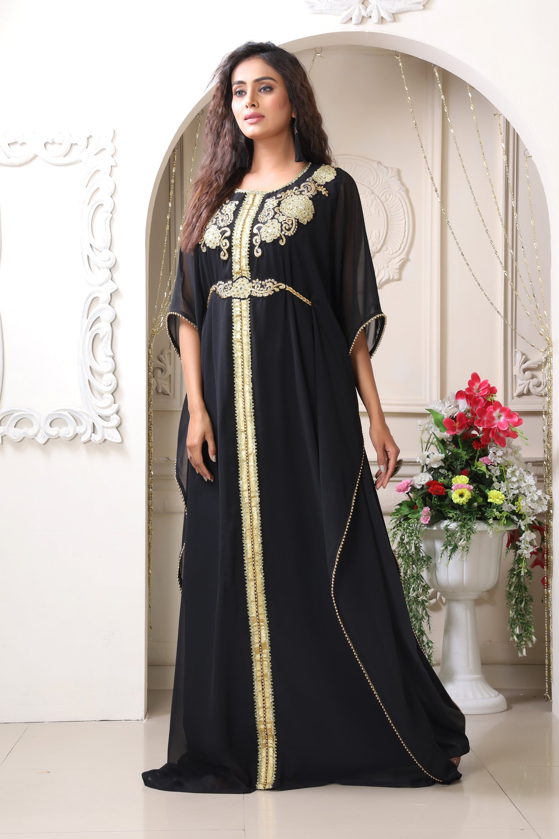 Black Embroidery Designer Kaftan