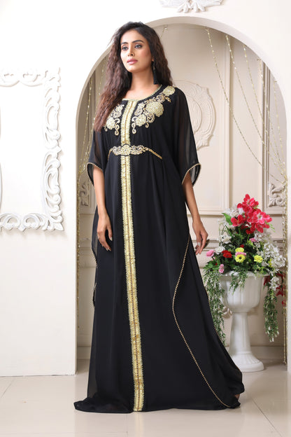 Black Embroidery Designer Kaftan