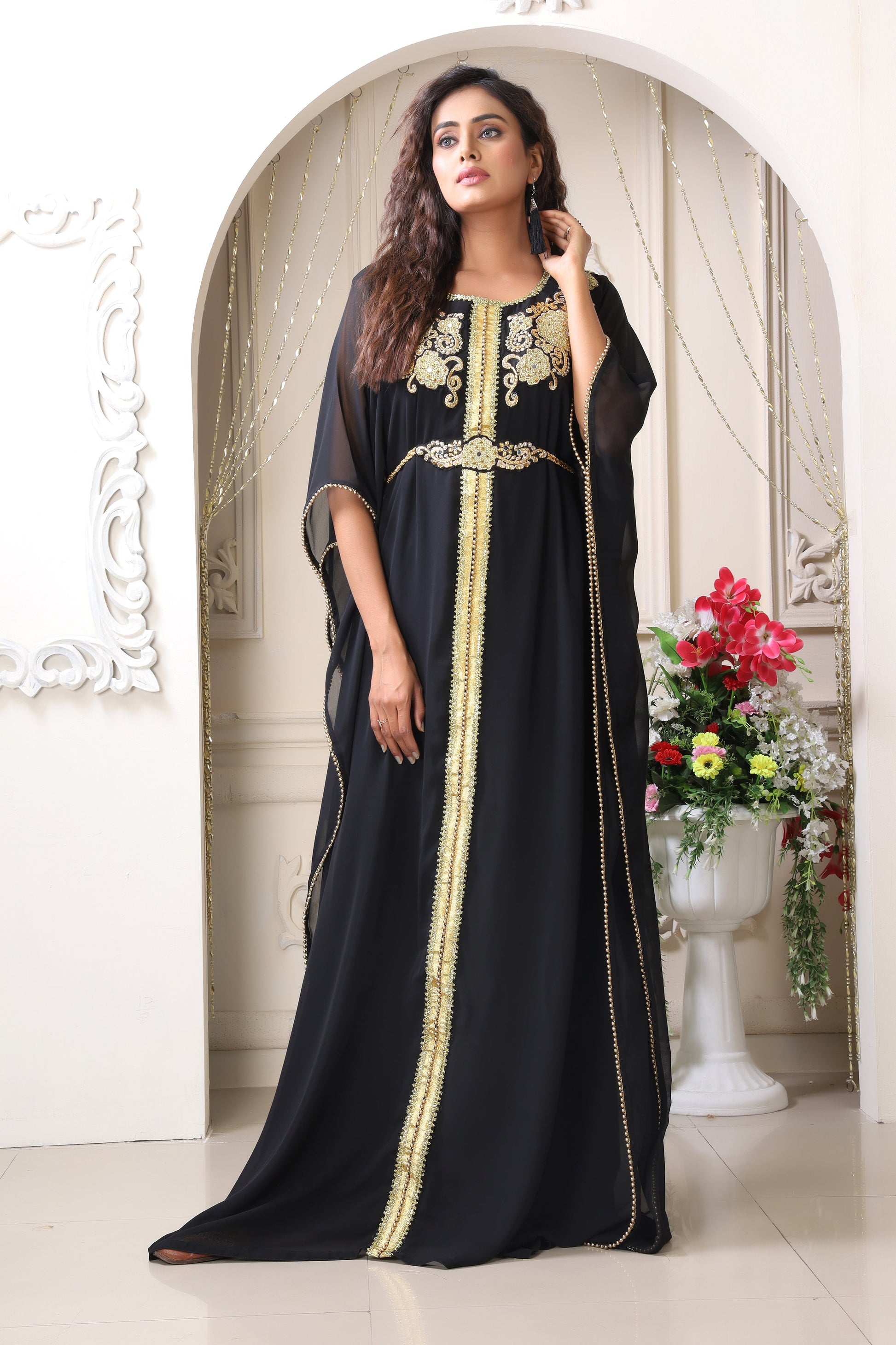 Black Embroidery Israeli Kaftan