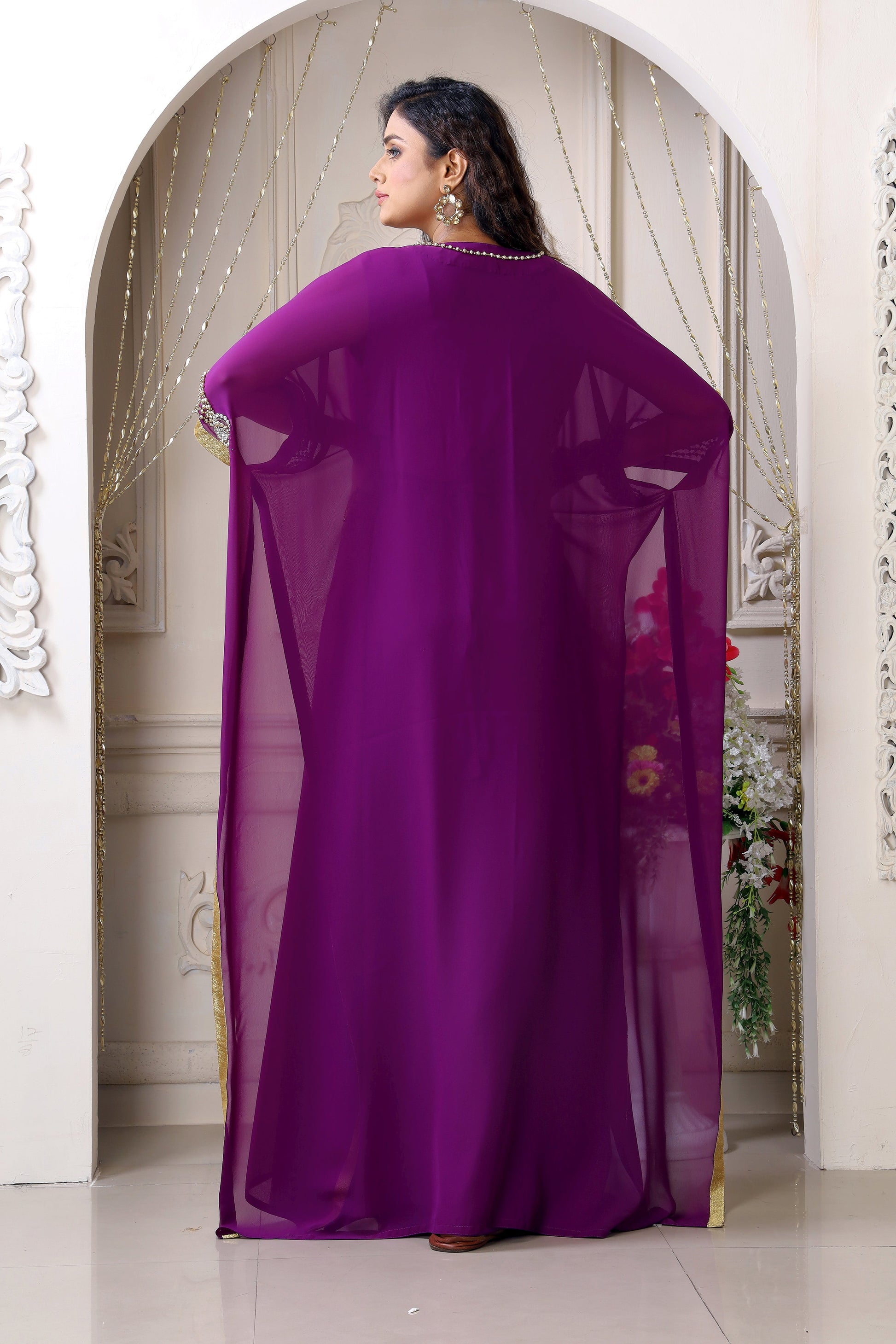 Purple Hand Work African Kaftan