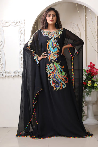 Black Embroidery Caftan