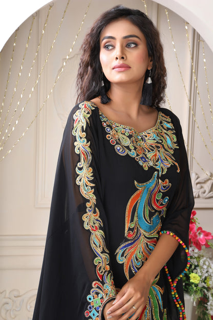 Black Dubai Party Wear Maxi Dress