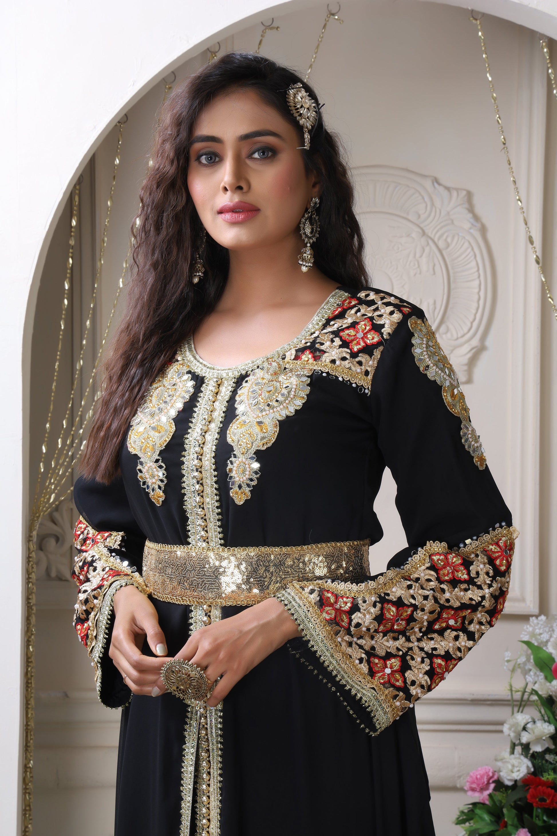 Black and Gold Islamic Takchita Wedding Gown
