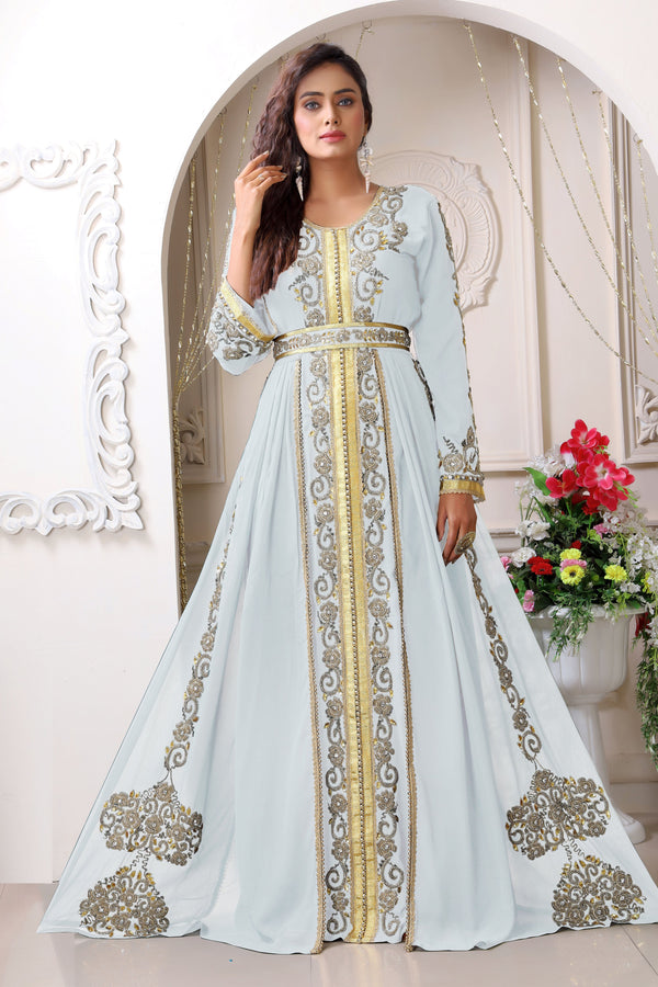 Arabic Normal Maxi White Wedding Designer Arabic Maxi Hand Beaded Dubai Ladies Long Sleeve ...