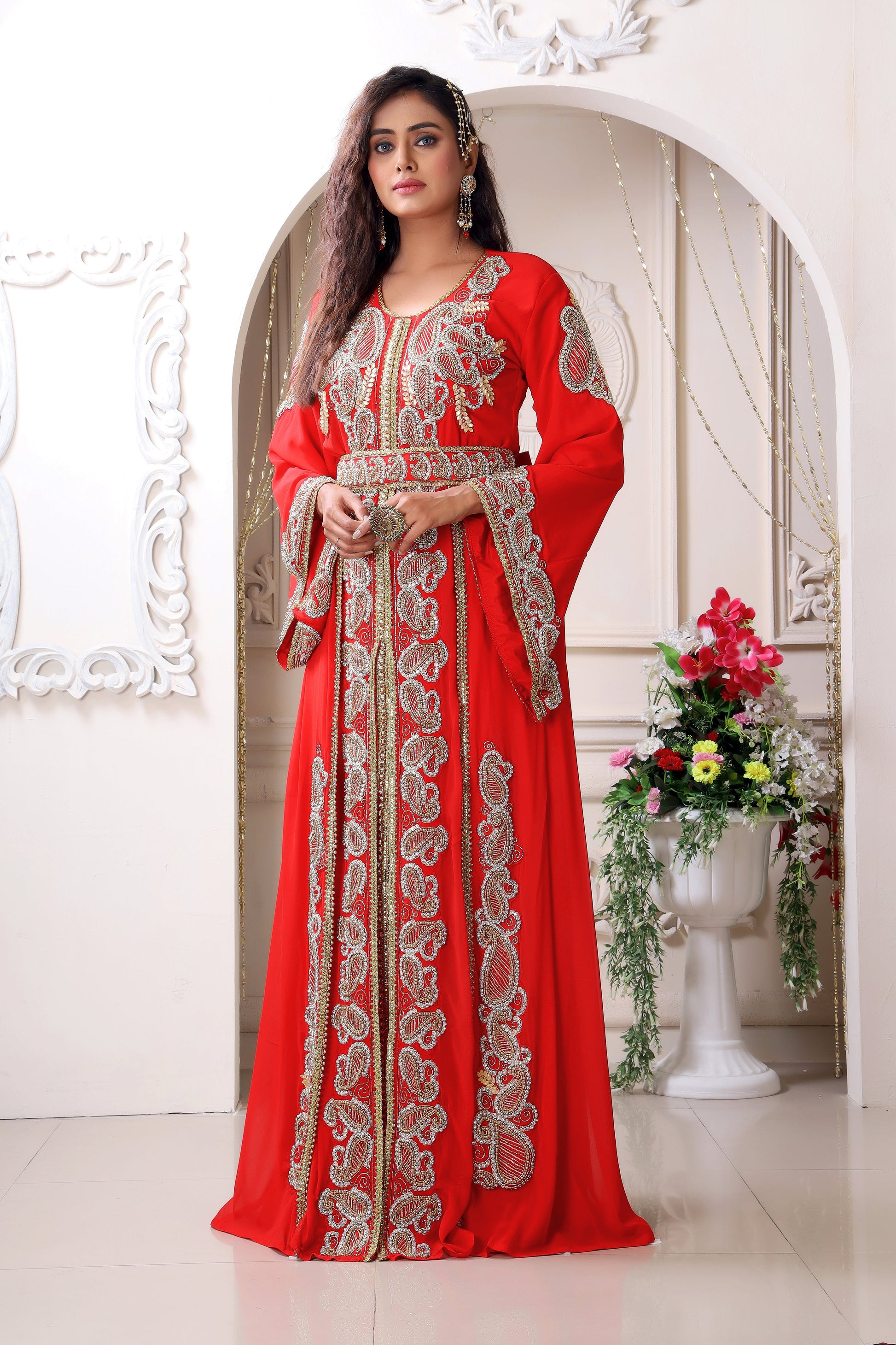 Arabic Maxi Hand Beaded Farasha Dress