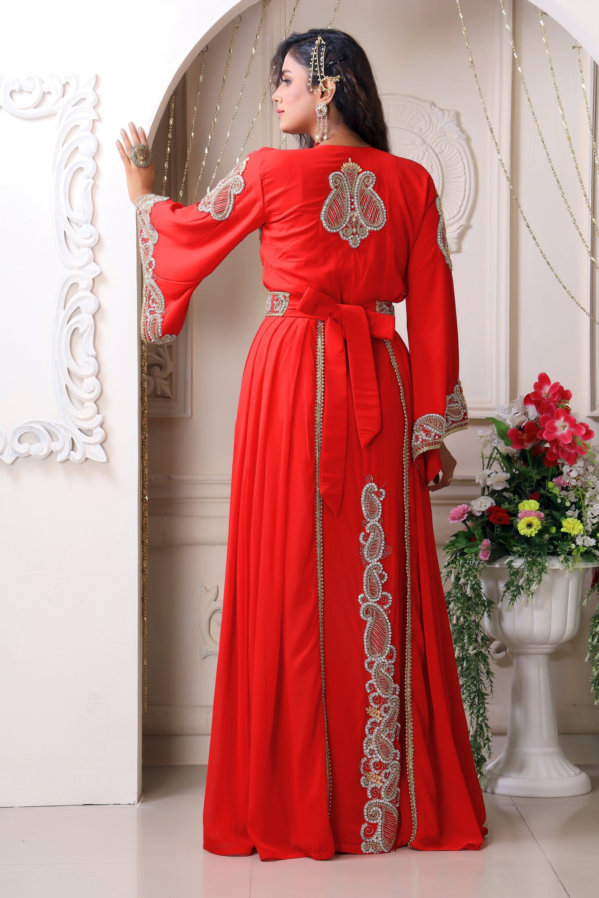 Red Designer Party Wear Kaftan