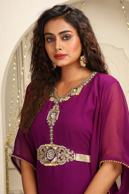 Purple and Gold Israeli Kaftan