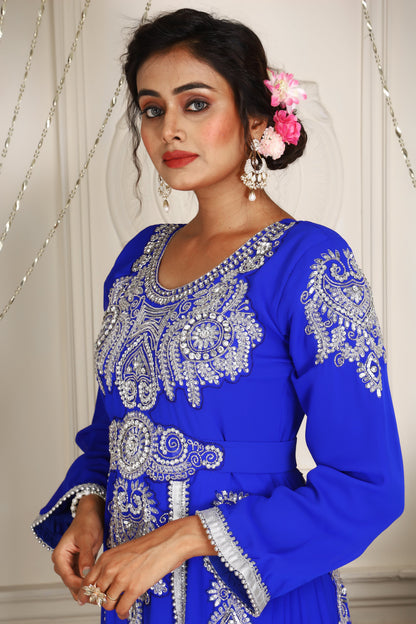 Royal Blue Arabic Maxi Farasha Dress