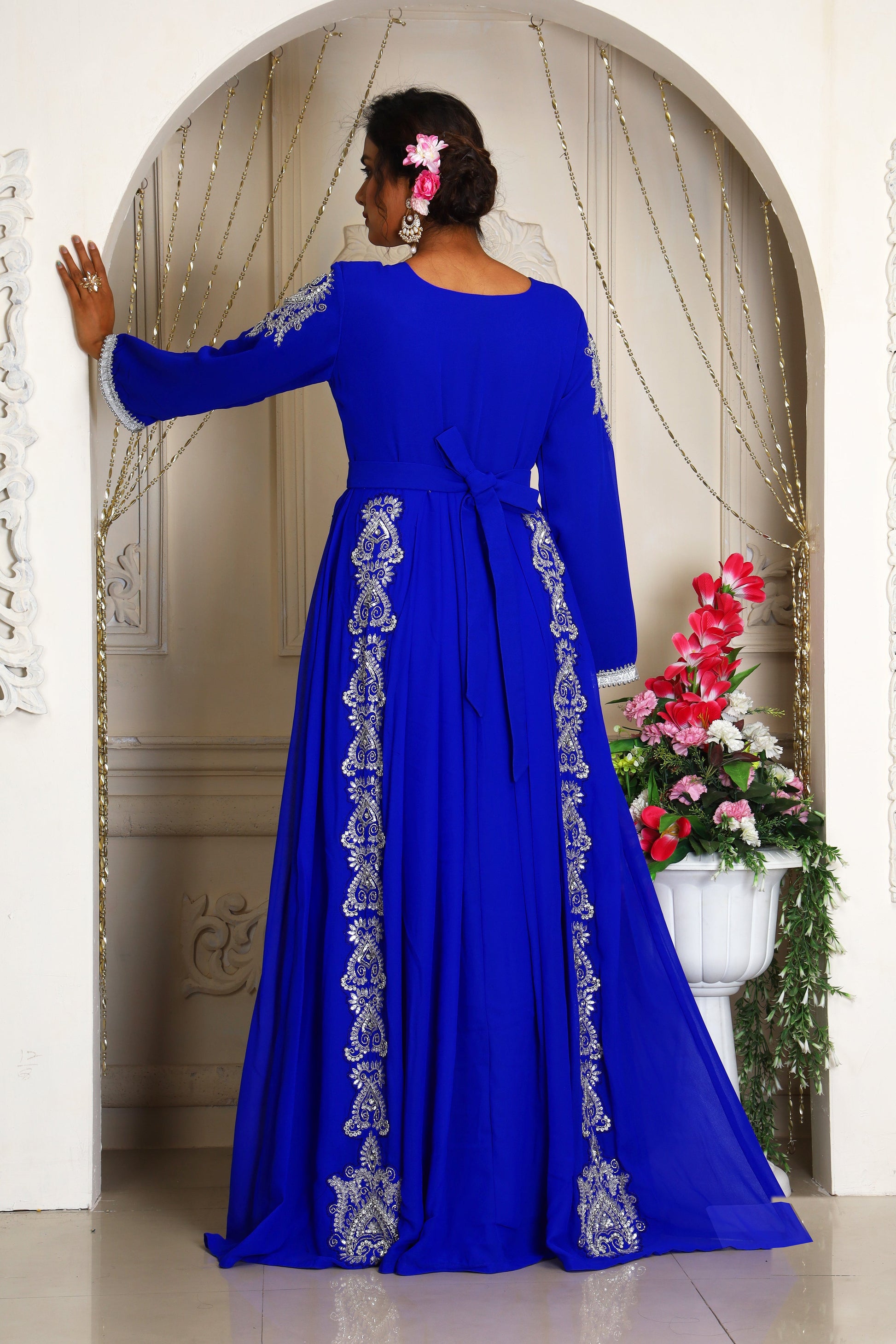 Royal Blue Floor Length Stylish Kaftan