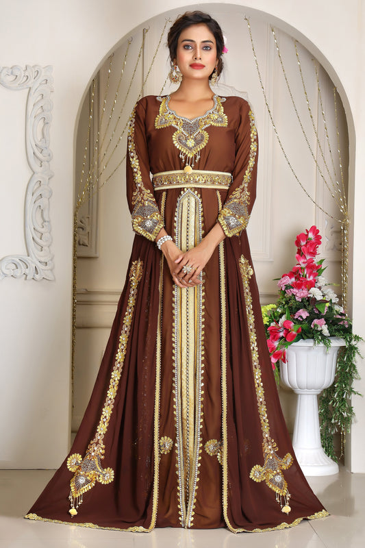 Brown and Gold Dubai Moroccan Kaftan