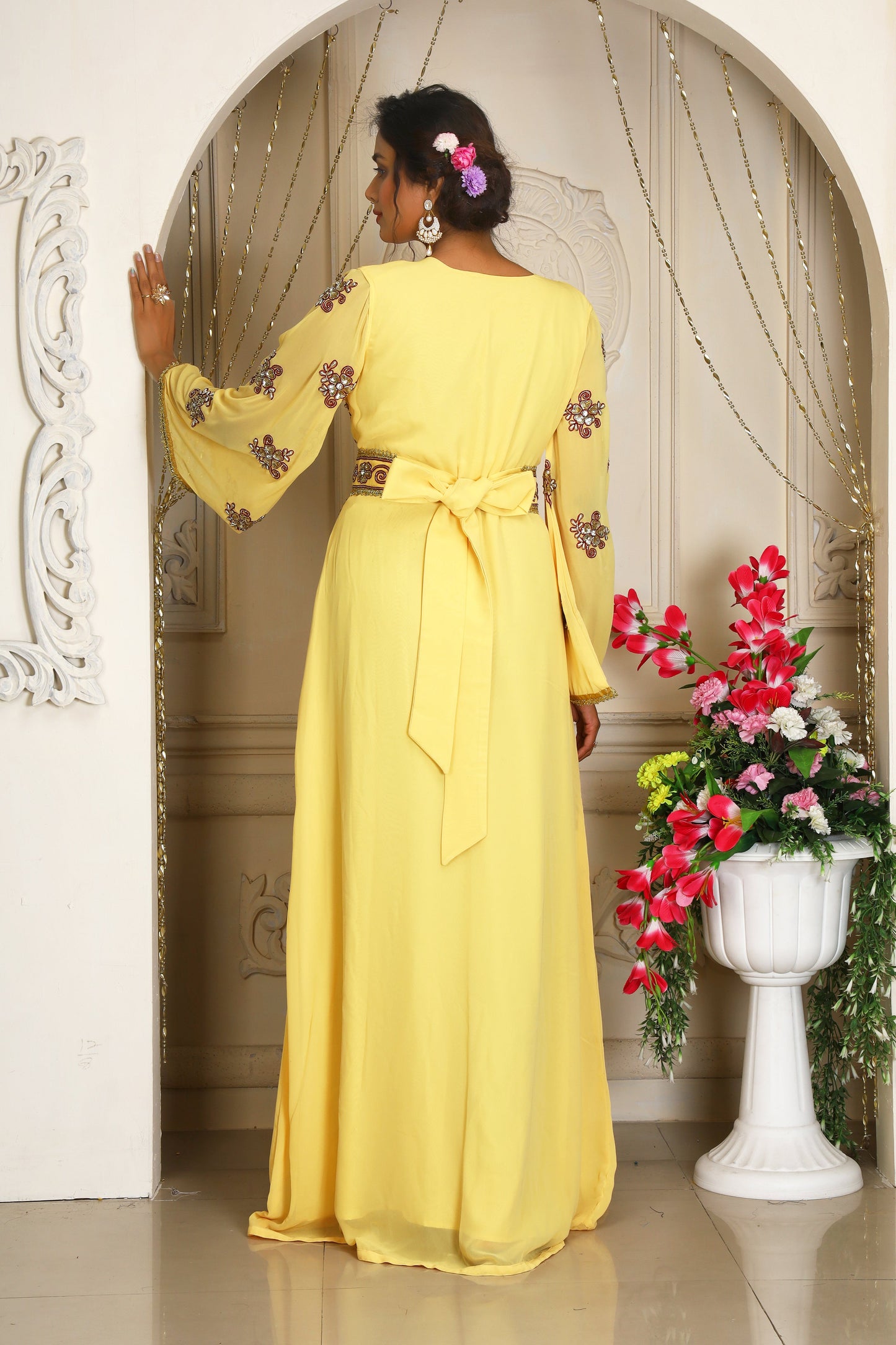 Ivory Islamic Evening Moroccan Kaftan