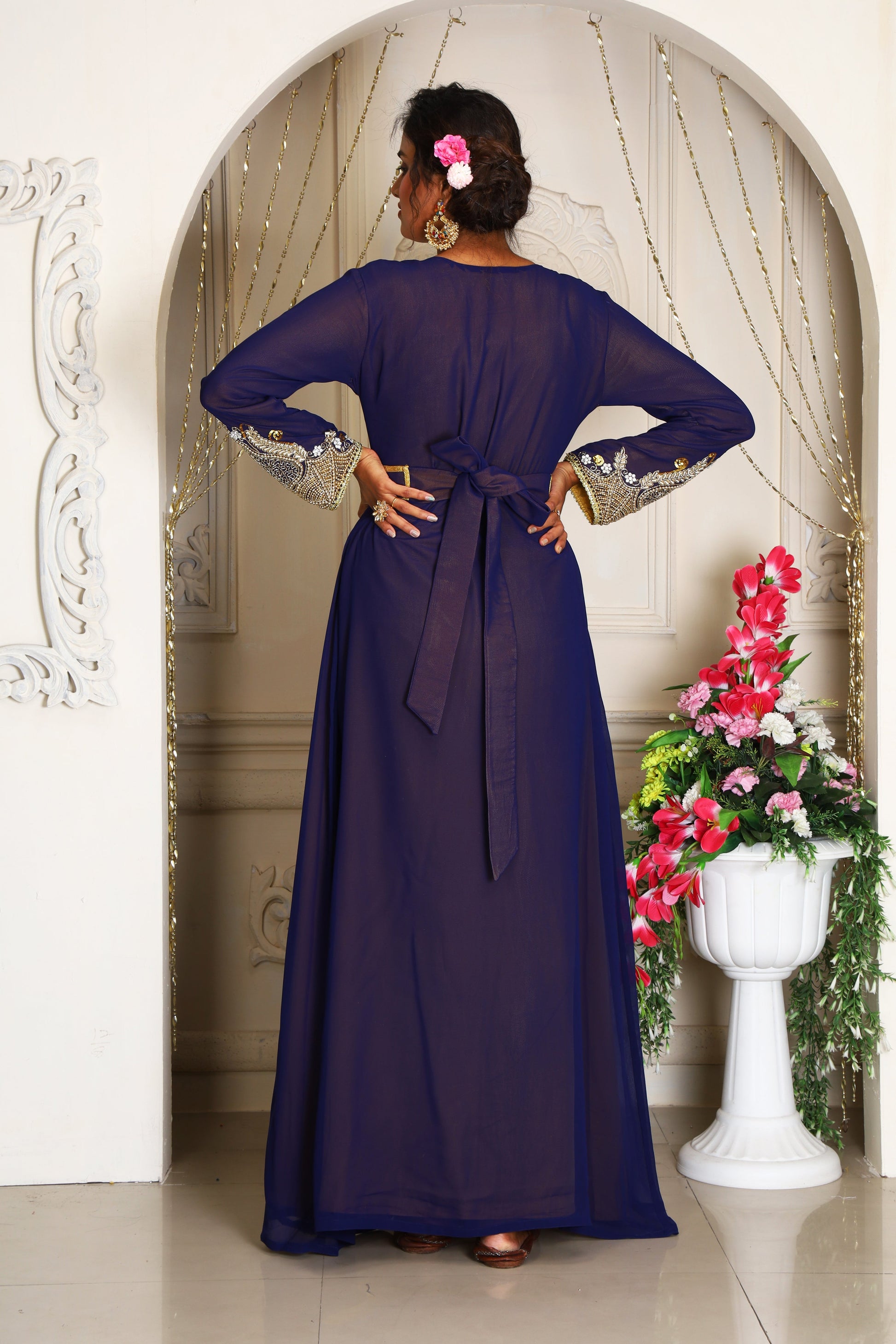 Dark Blue and Gold Israeli Kaftan