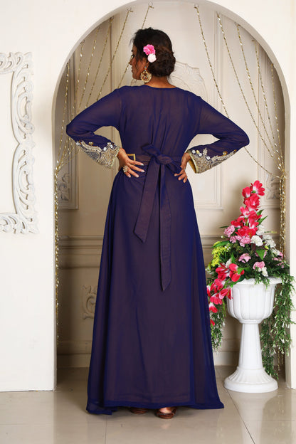 Dark Blue and Gold Israeli Kaftan