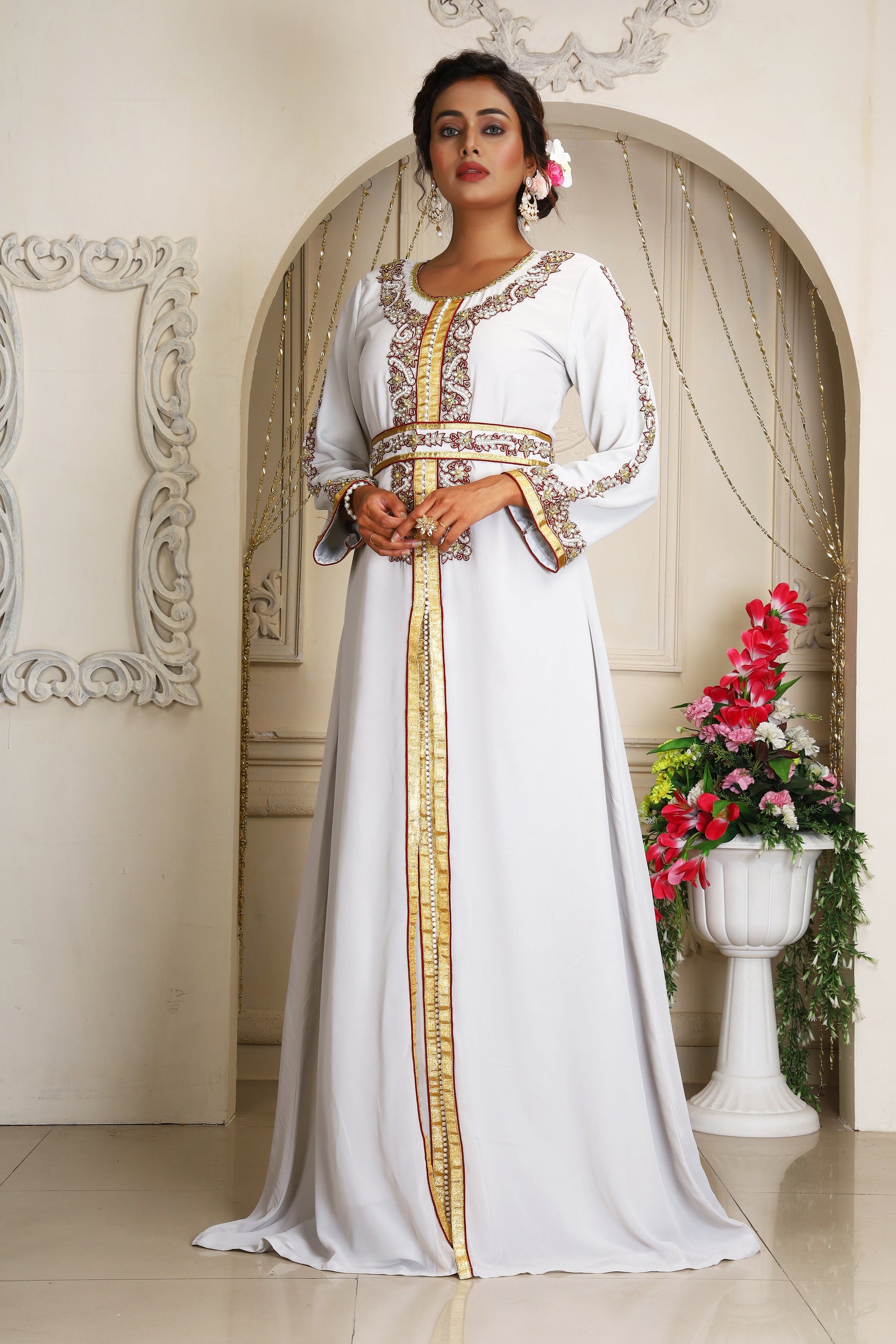 Light Grey Wedding Moroccan Caftan