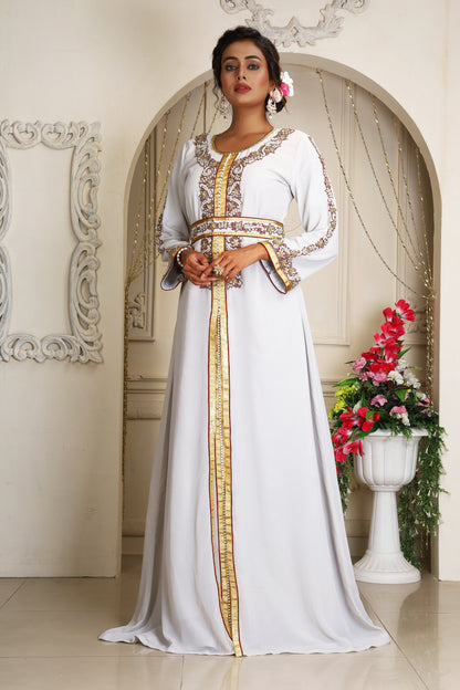Light Grey Wedding Moroccan Caftan