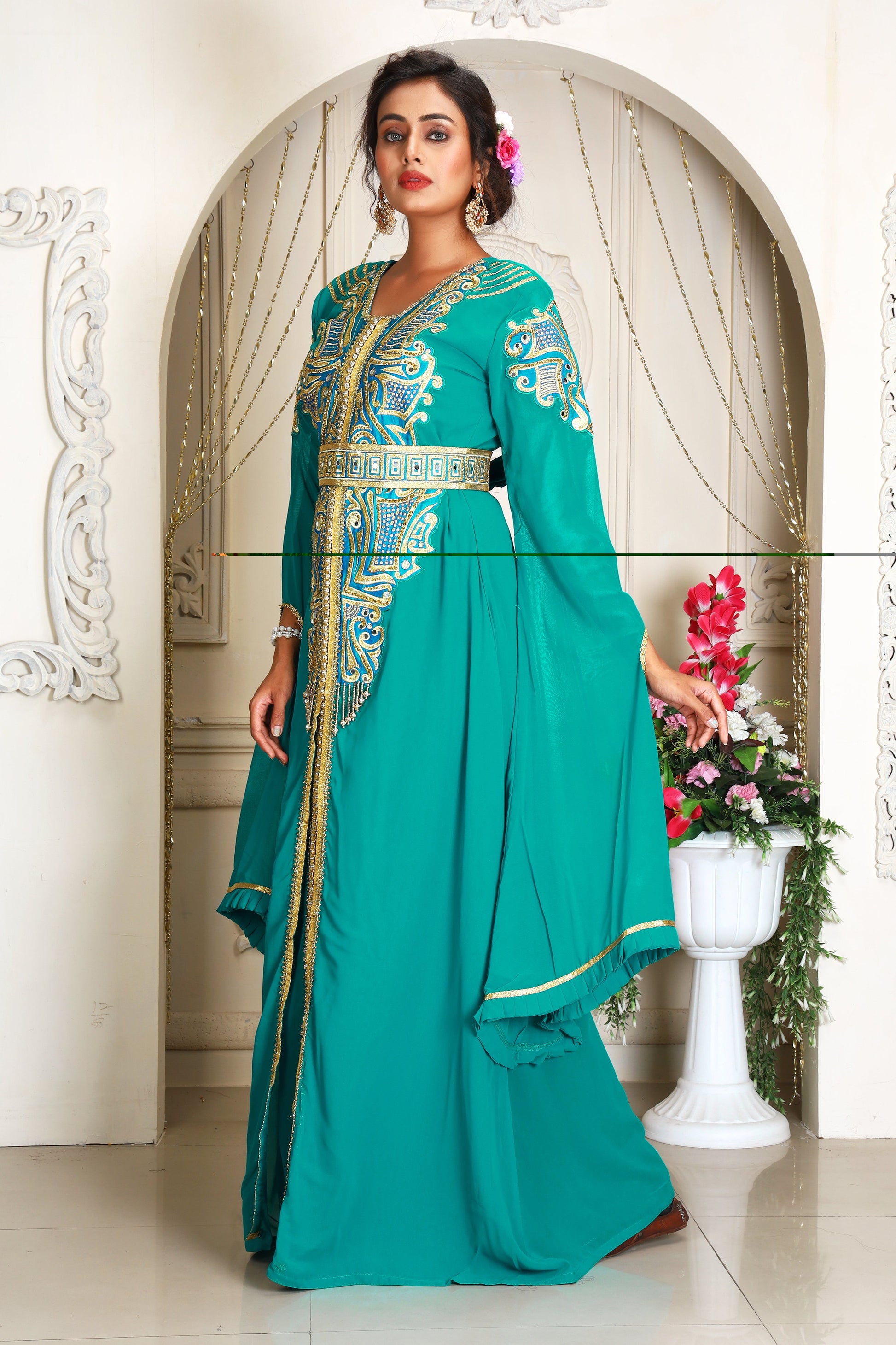 Sea Green Designer Clothes For Women Dress
