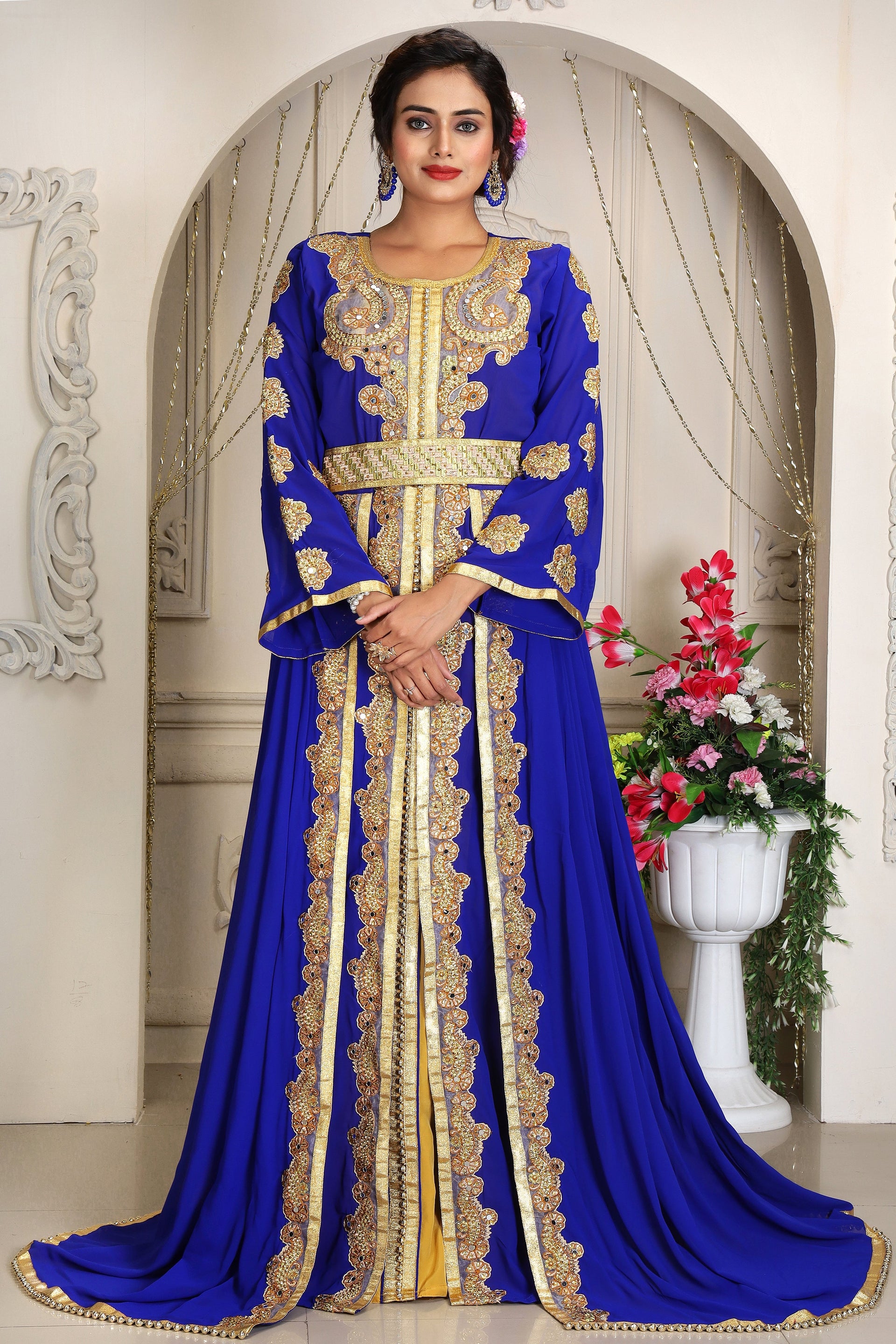 Royal Blue Moroccan Wedding Kaftan for Women