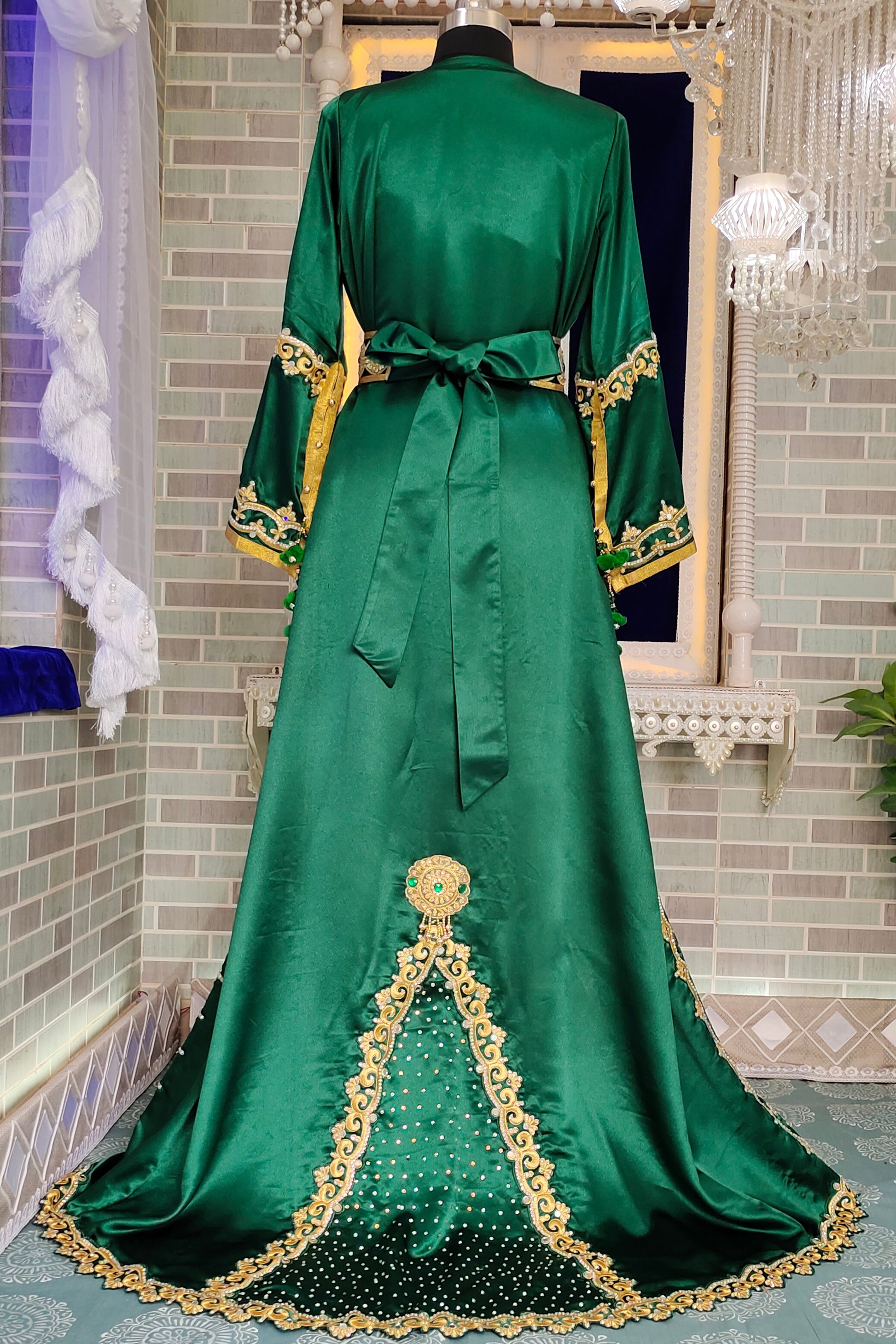 Dark Green Arabic Wedding Moroccan Kaftan for Men Dark Green Arabic Wedding Moroccan Kaftan for Men