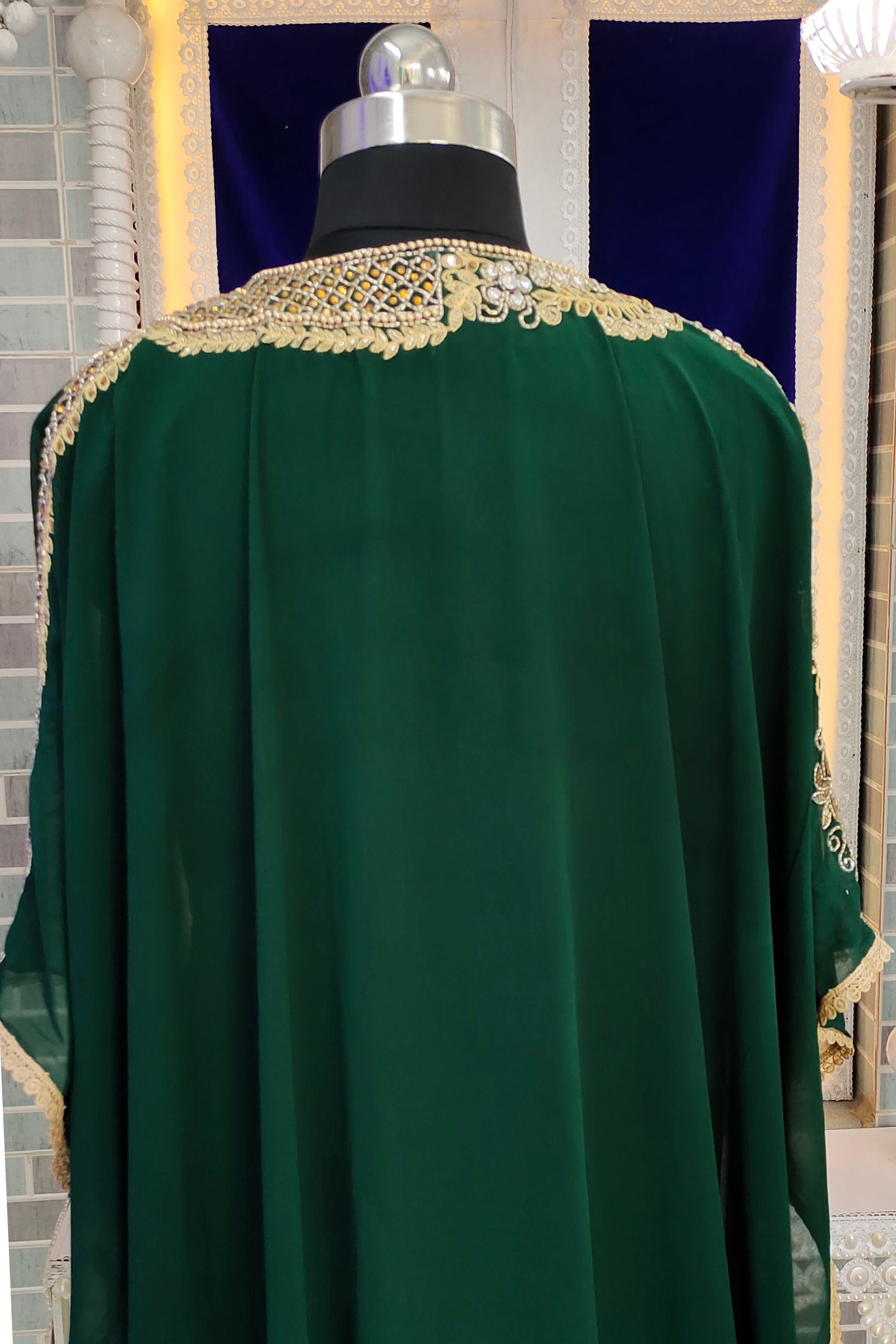 Dark Green Designer Free Size Kaftan