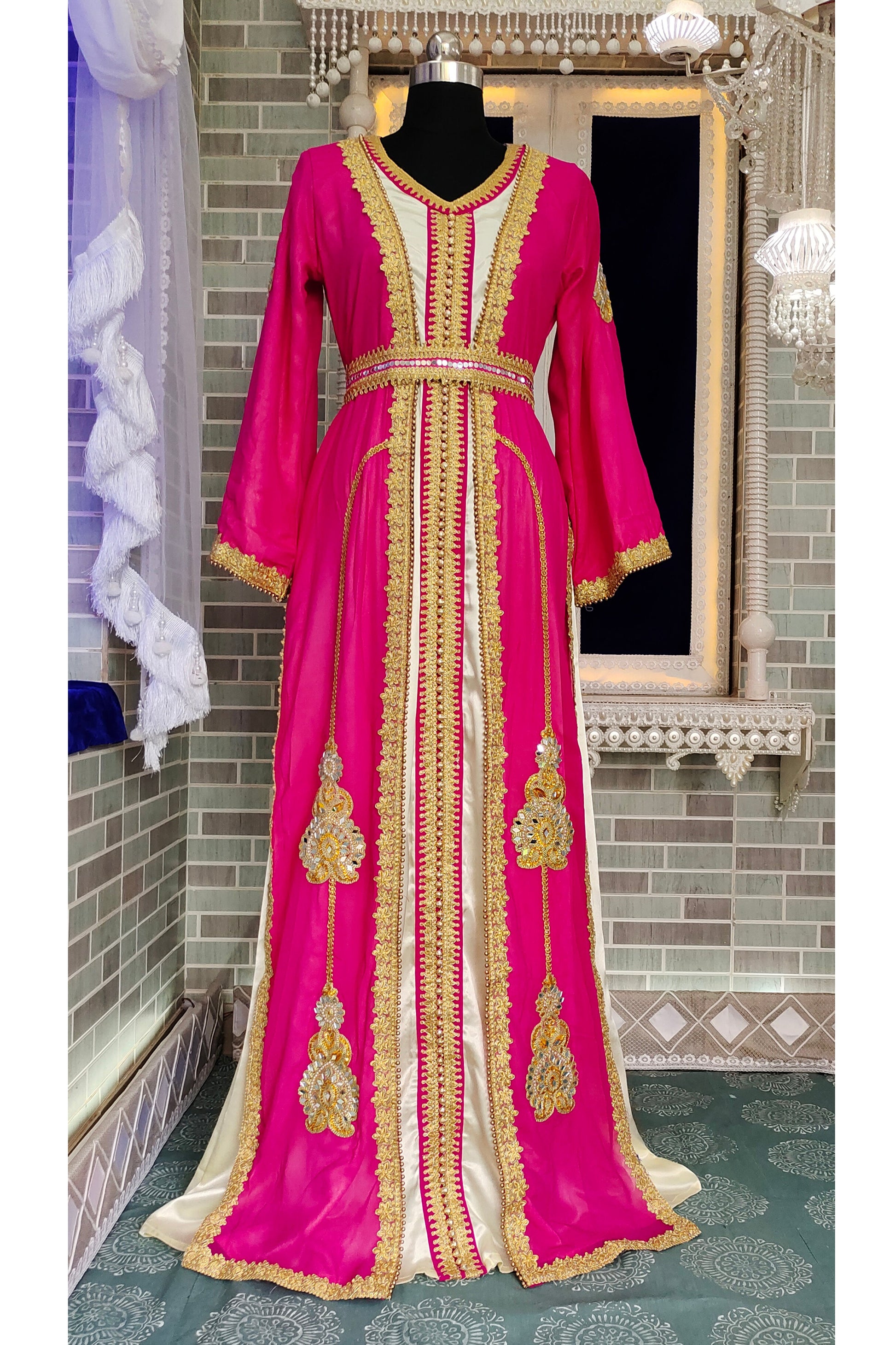 Pink and Ivory Color Designer Islamic Fancy Moroccan Arabic Womens