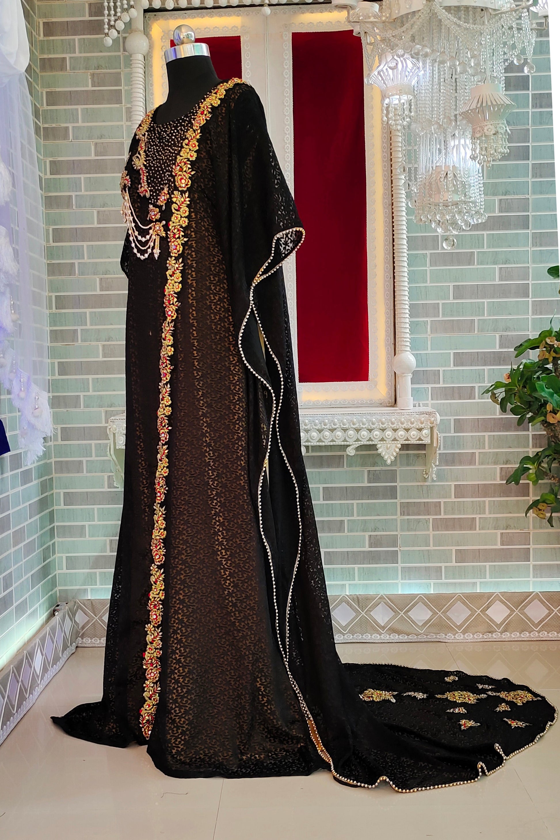 Black Moroccan Arabic Womens Caftan