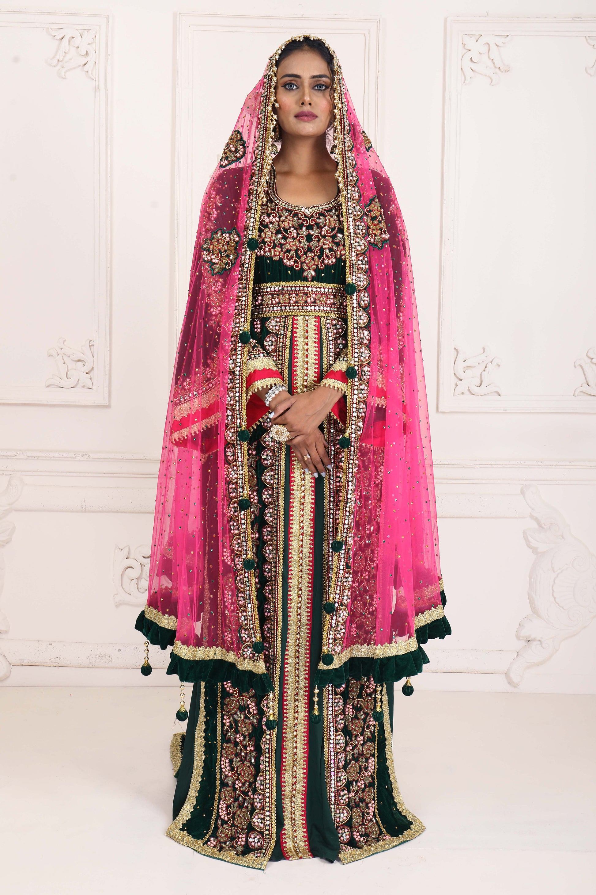 Dark Green Wedding Moroccan Kaftan