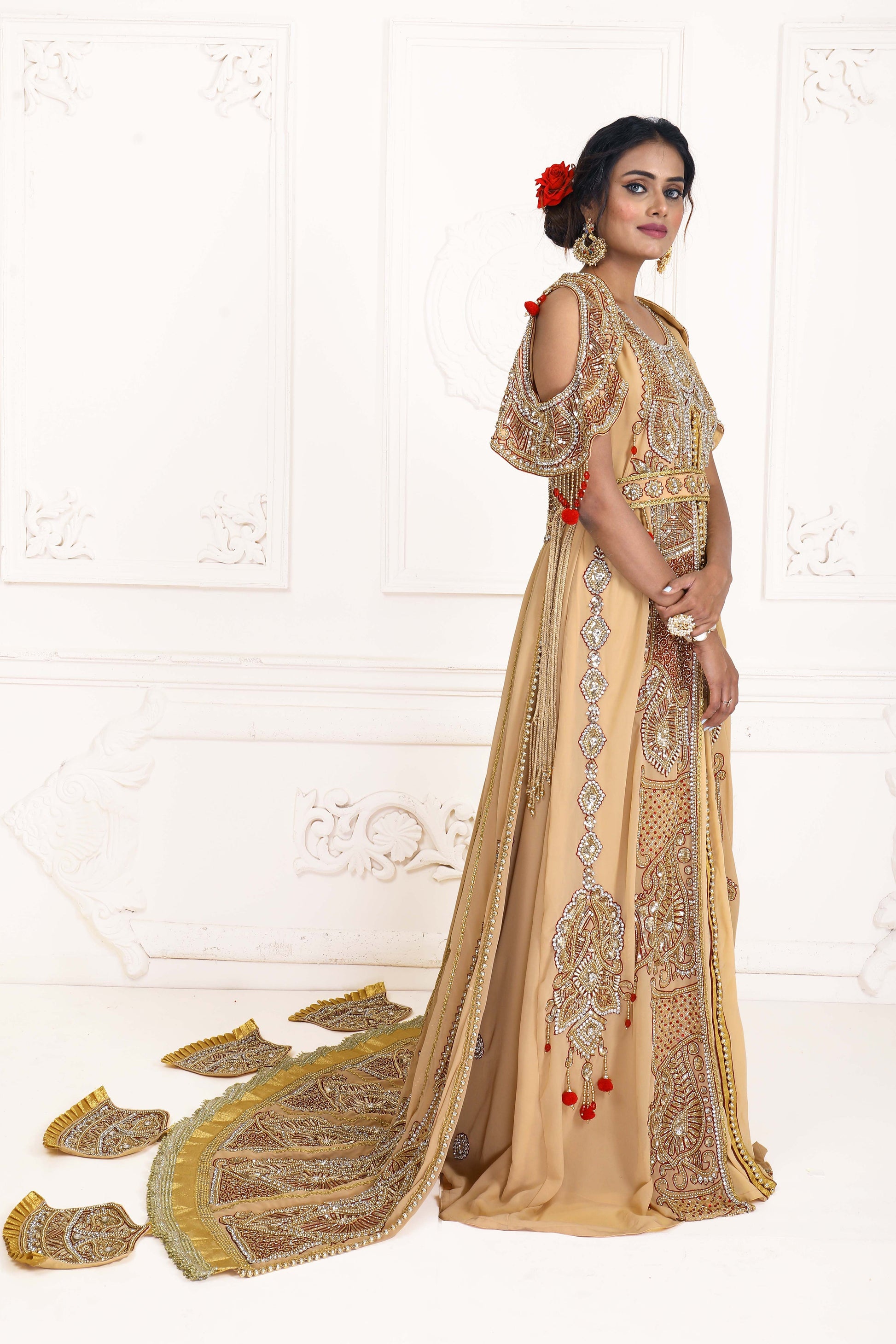 Beige Moroccan Wedding Kaftan