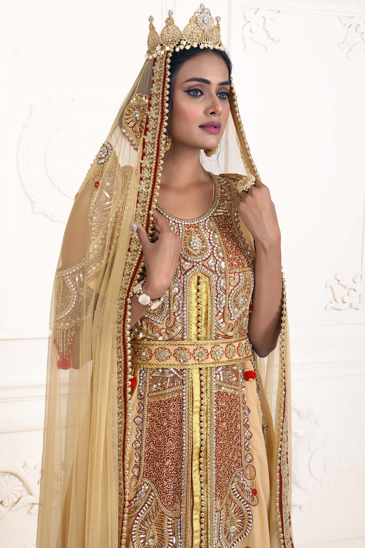 Beige Moroccan Islamic Wedding Kaftan