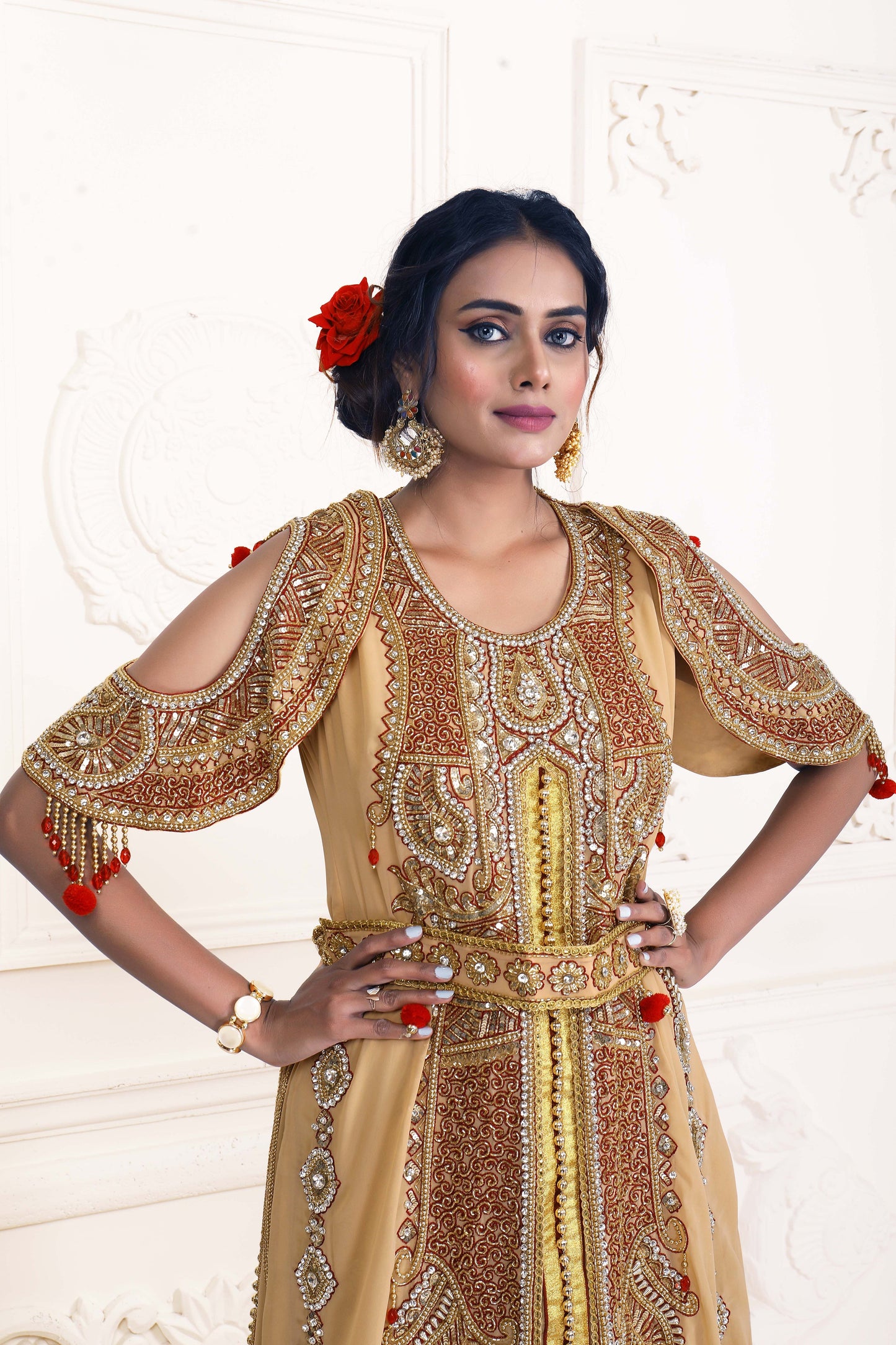 Beige Moroccan Islamic Wedding Kaftan