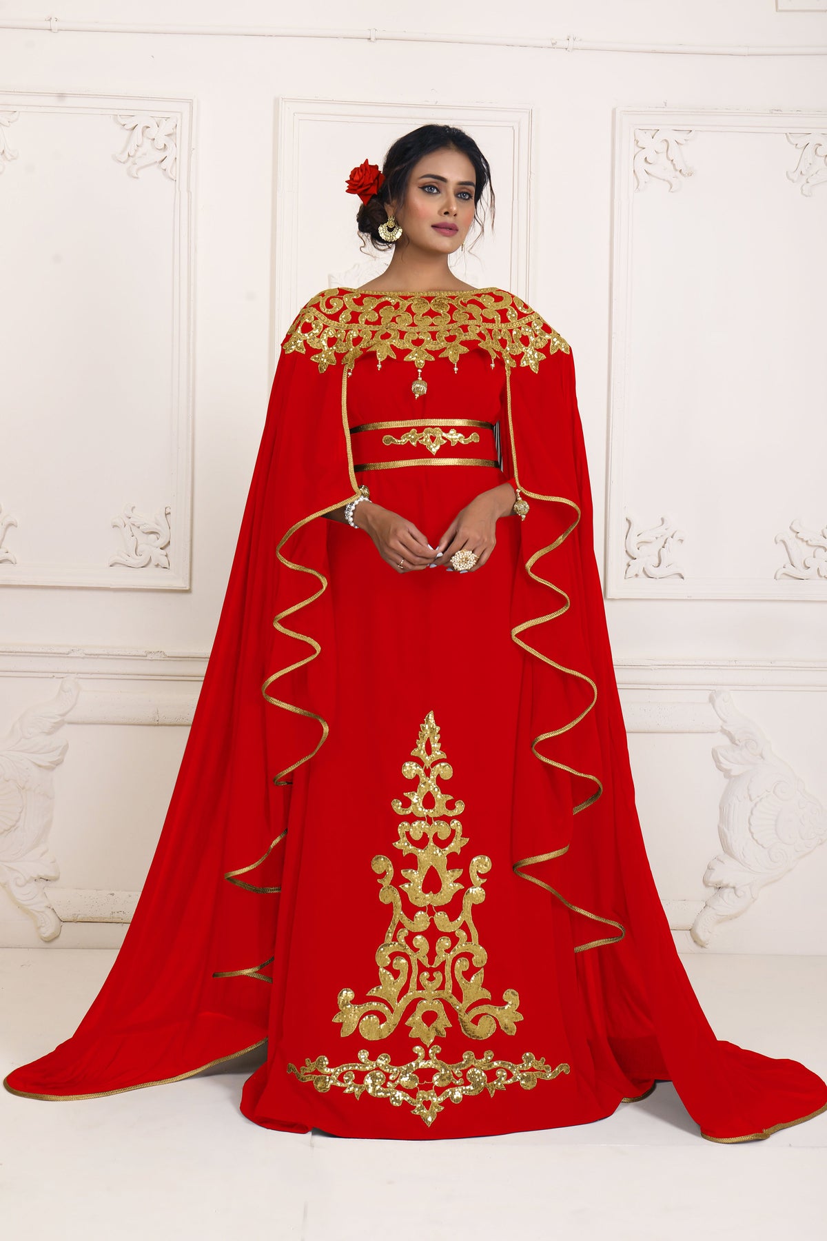SALE!! Red Embroidery Israeli Dress/ Islamic design kaftan/ Takchita ...