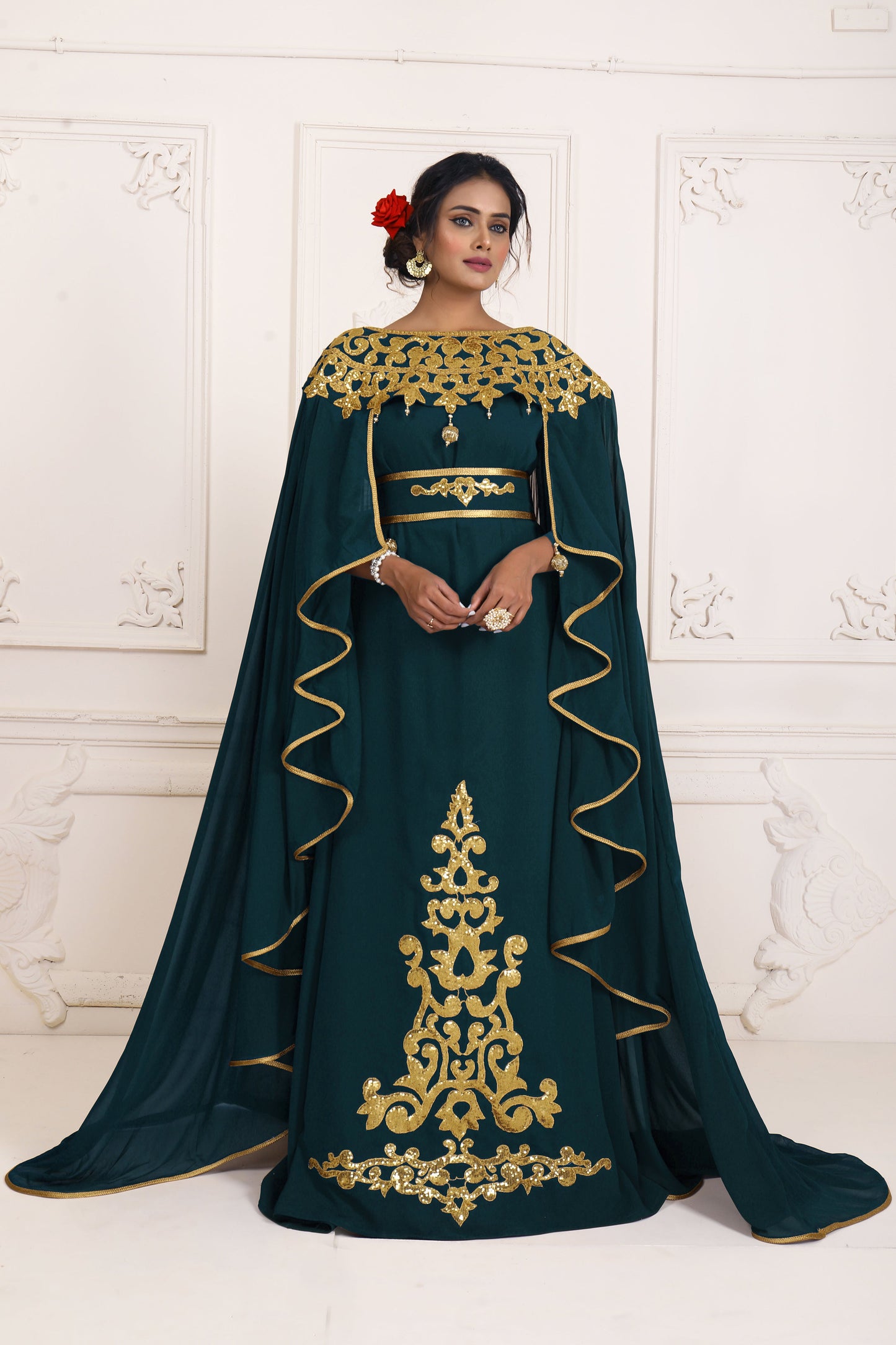 SALE!! Bottle Green Embroidery Israeli Dress