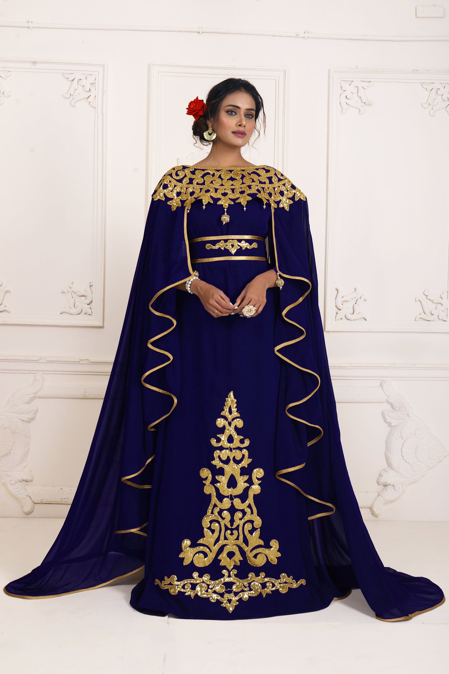 SALE!! Dark Blue Embroidery Israeli Dress
