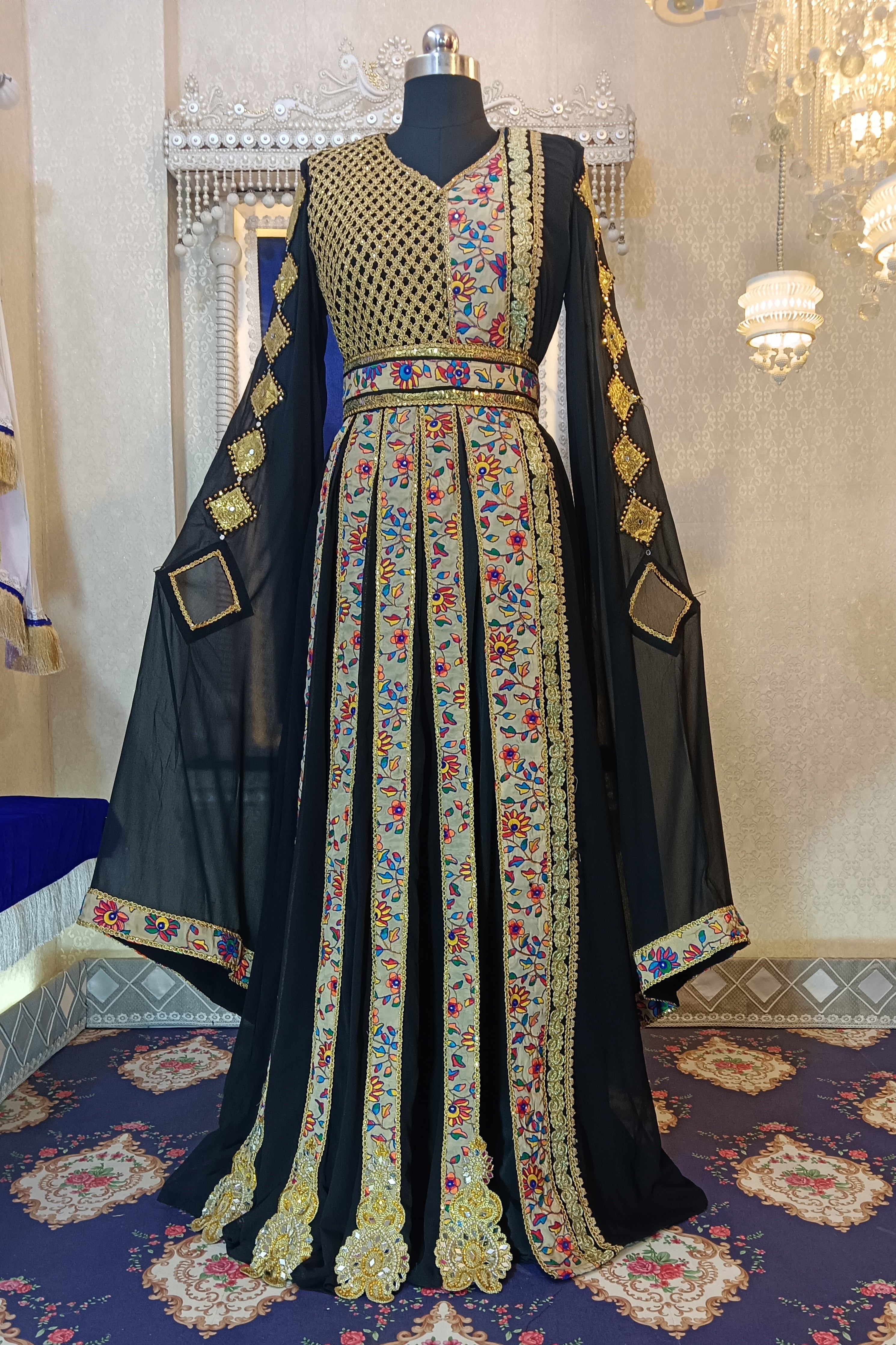 Black and Beige Unique Designer Moroccan Kaftan for Women – RobeDesert