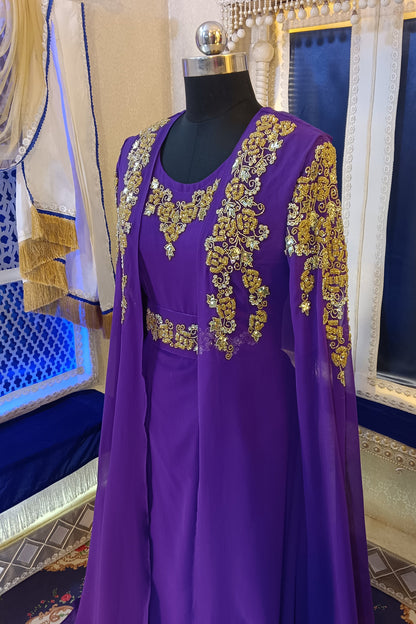 Purple Arabic Party Wear Takchita Kaftan
