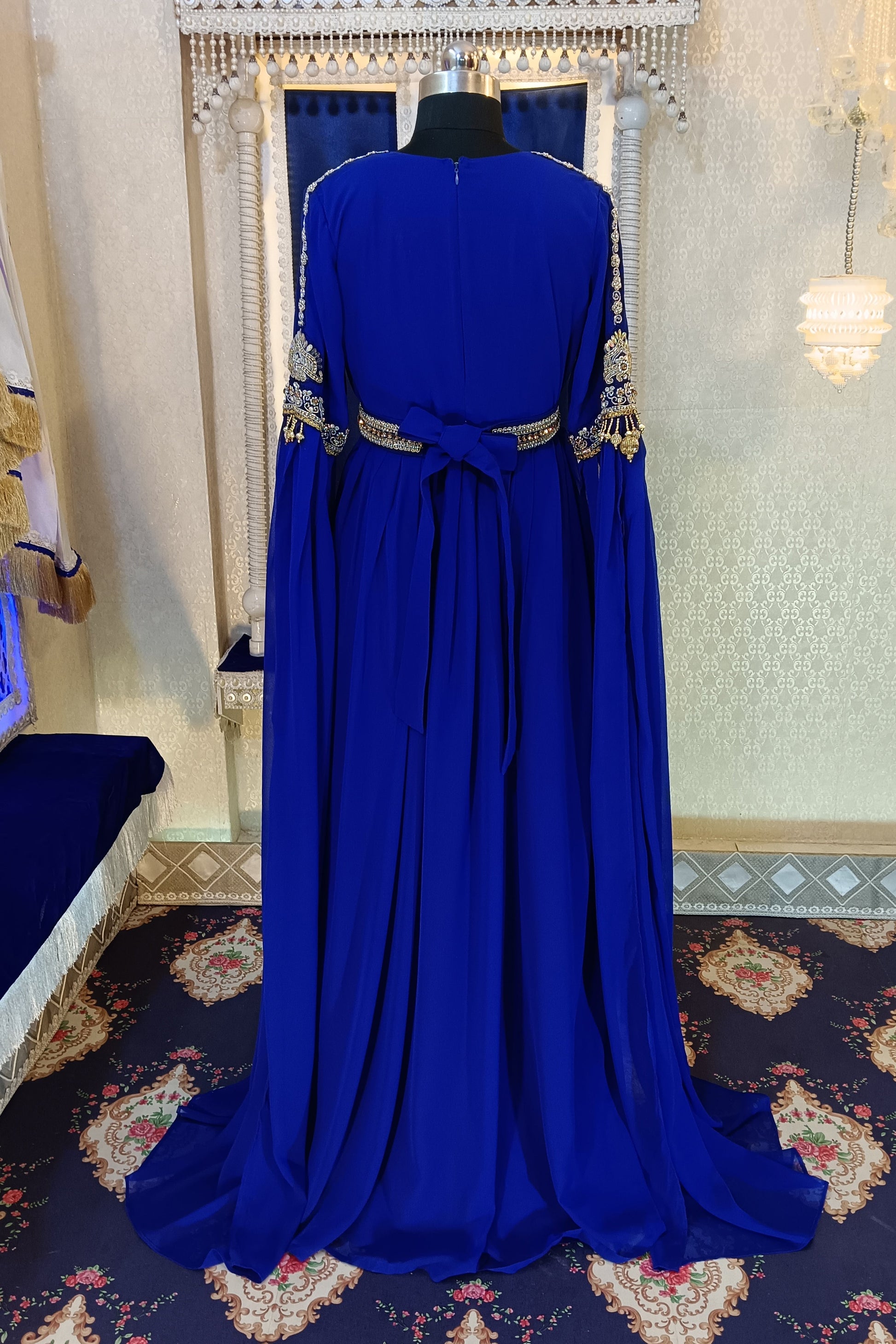 Royal Blue Designer Islamic Wedding Kaftan, Arabic Maxi Hand Beaded Dubai Ladies Long Sleeve Moroccan Kaftan, Party Wear Takchita Kaftan Royal Blue Designer Islamic Wedding Kaftan, Arabic Maxi Hand Beaded Dubai Ladies Long Sleeve Moroccan Kaftan, Party Wear Takchita Kaftan