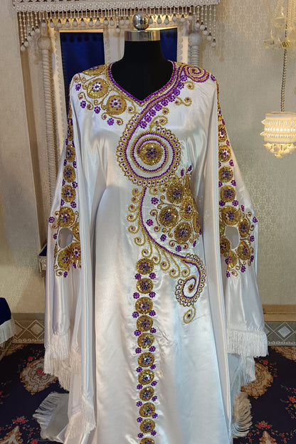 White and Gold Unique Israeli Designer Kaftan