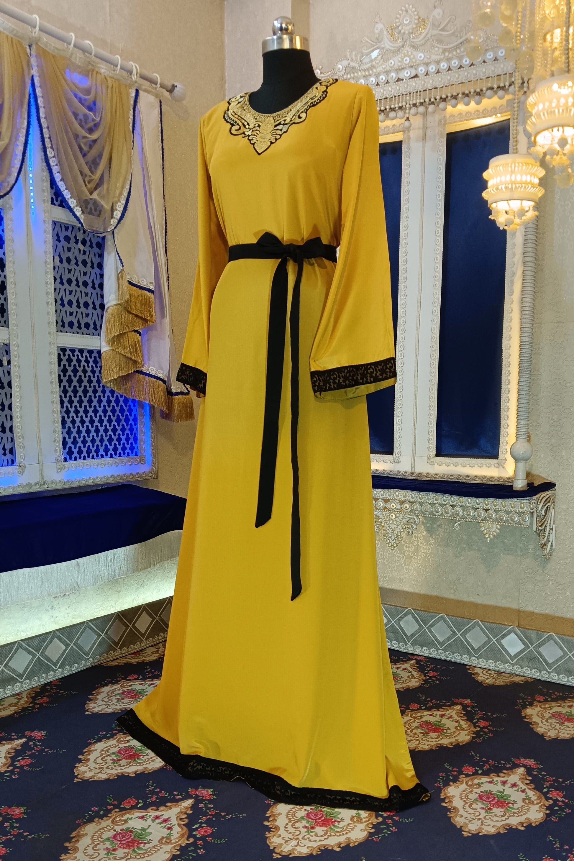 Golden Yellow Takchita Arabic Kaftan