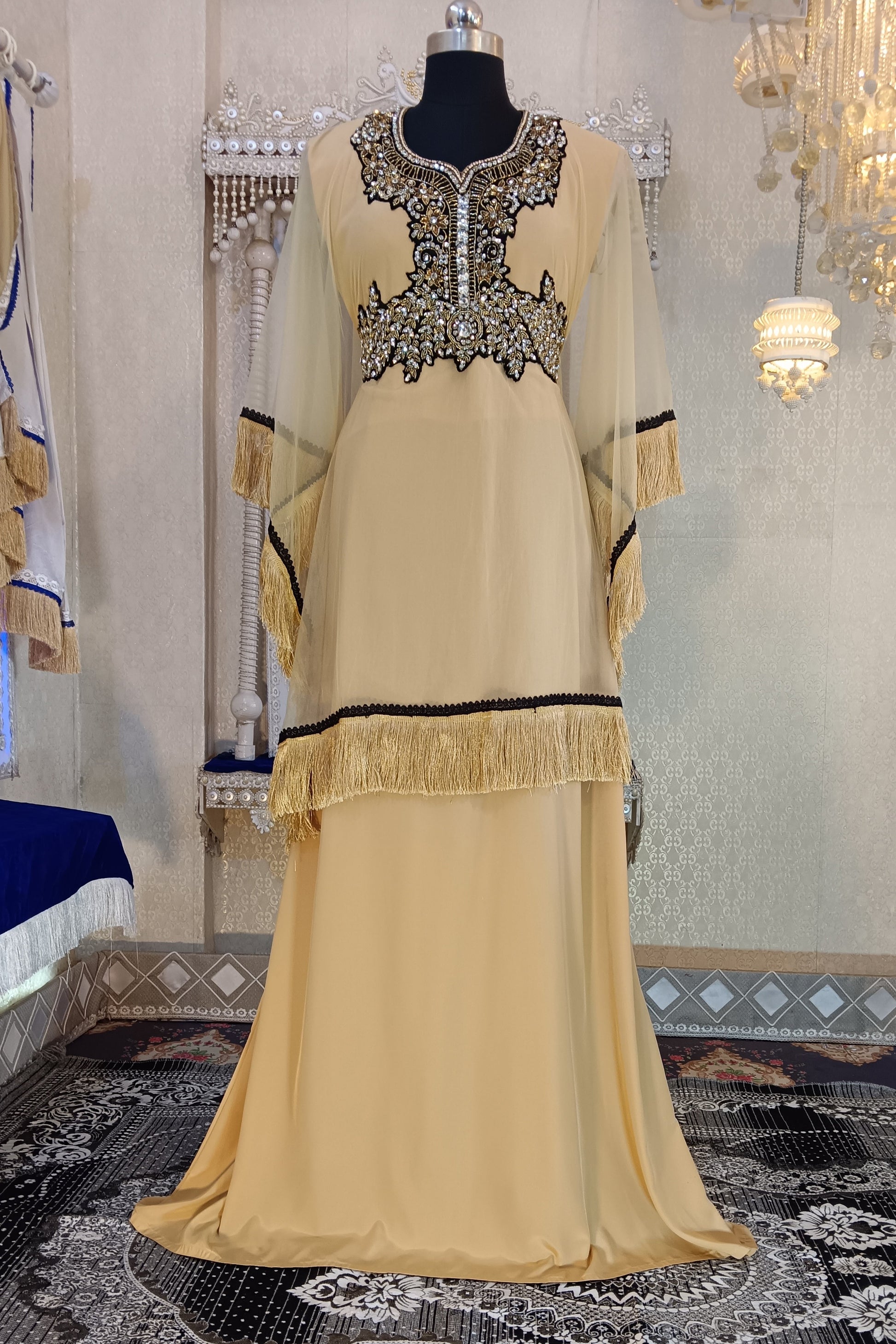 Beige Islamic Party Wear Dress