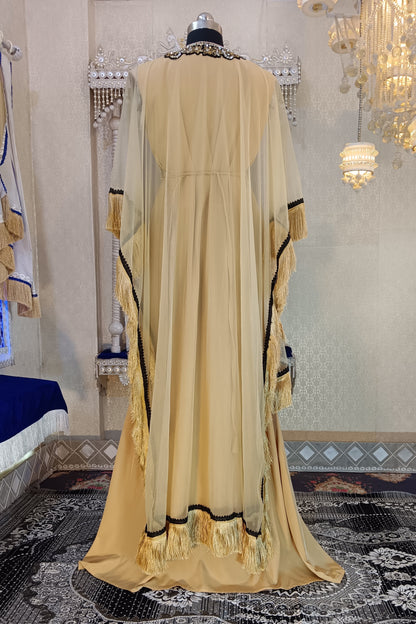 Beige Designer Islamic Party Wear Arabic Wedding Takchita Kaftan