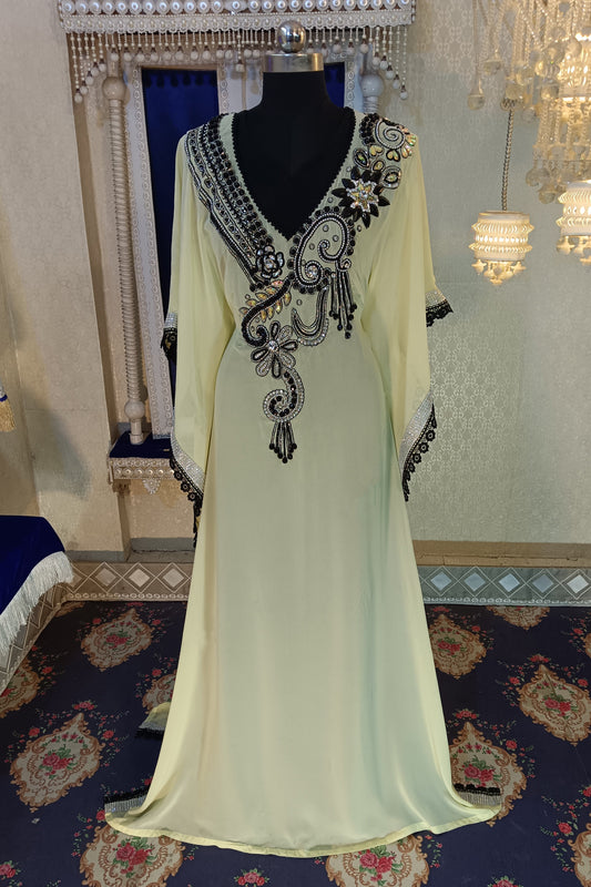 Lemon Yellow Designer Kaftan