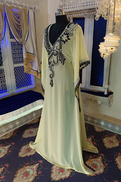 Lemon Yellow Hand Beaded Dress