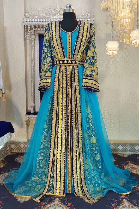 Blue and Firozi Islamic Caftan